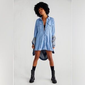 NWT Free People Sammi Denim Mini Shirtdress